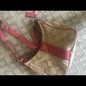 Coach purse- Coral and beige
